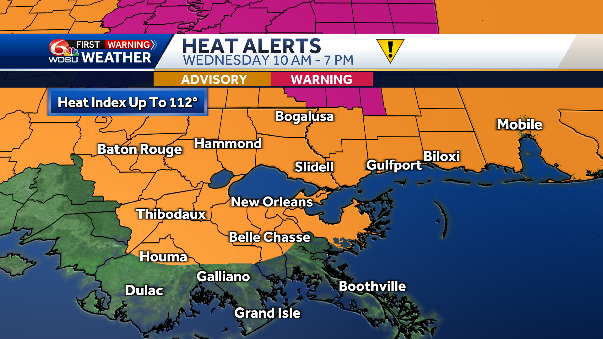 New Orleans weather forecast heat advisory high temp rain chances - WDSU
