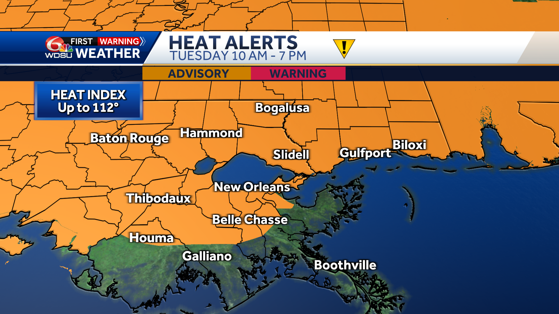 New Orleans weather forecast high temp heat index heat advisory - WDSU