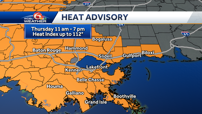 New Orleans forecast heat advisory weather impact day