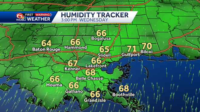 New Orleans weather forecast how hot heat index humidity rain