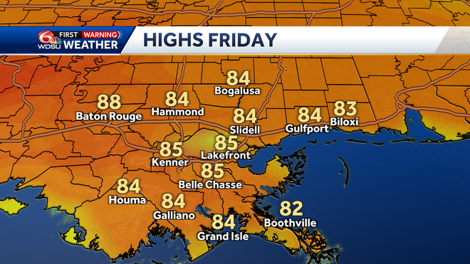 New Orleans forecast rain chances high temp low temp