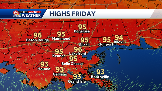 New Orleans weather forecast chance of storms time of rain high