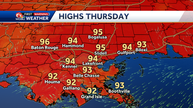 New Orleans weather forecast high chance of rain hurricane
