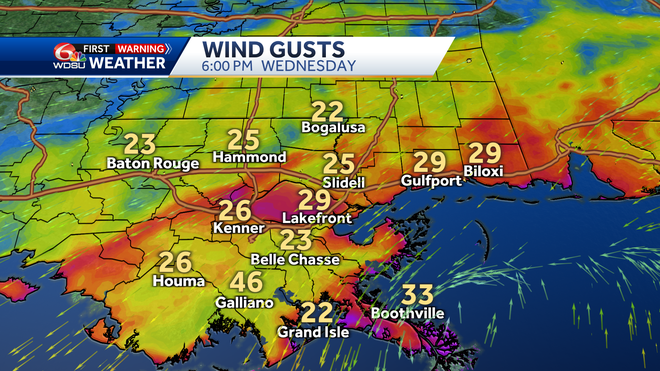 New Orleans forecast hurricane rain chances high temps winds