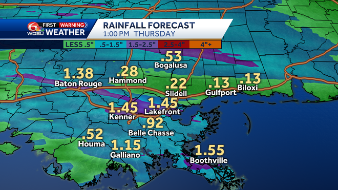 Precipitation forecast for Thursday morning