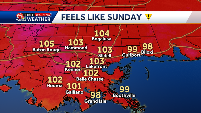 New Orleans Memorial Day weekend forecast high temp heat index