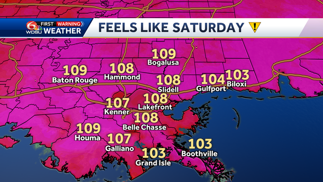 New Orleans weather forecast high temps heat wave heat advisory