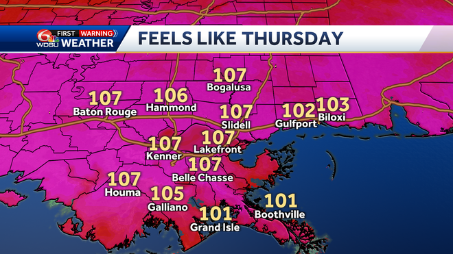 Thursday heat index