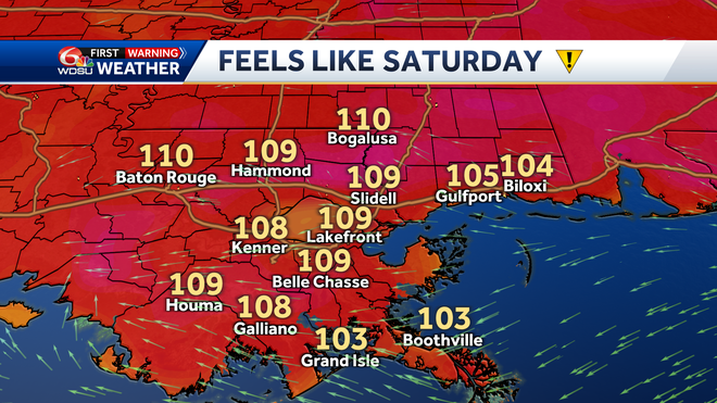 New Orleans weather forecast high temp chance of rain Fathers Day