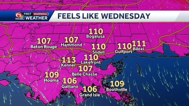 New Orleans weather forecast extreme heat warning high temp storm