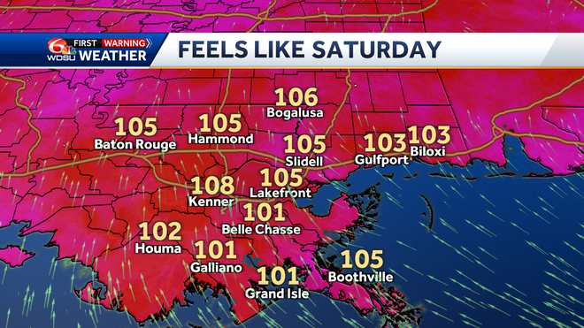 The heat index on Saturday