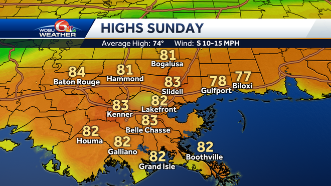 New Orleans Sunday forecast storms severe weather