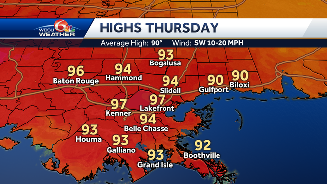 New Orleans heat advisory forecast heat wave