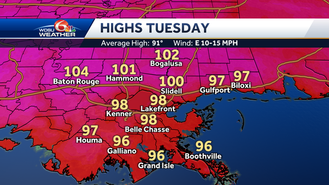 New Orleans forecast tropics excessive heat warnings