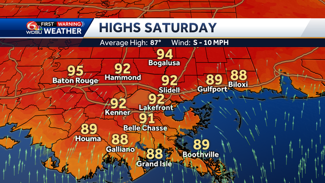 New Orleans Memorial Day weekend forecast high temp heat index