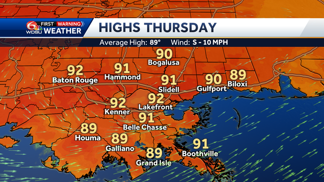 New Orleans weather forecast chance of storms time of rain high