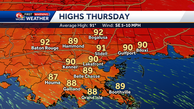 New Orleans weather forecast when will it rain how much how hot