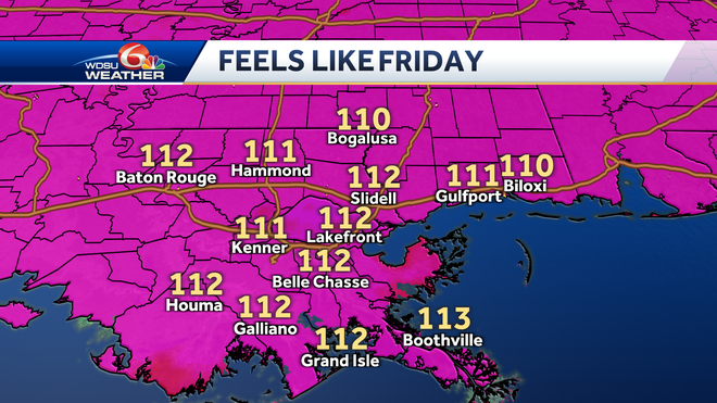 New Orleans heat advisory forecast high temperatures