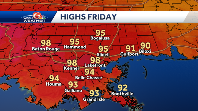 New Orleans heat advisory forecast heat wave