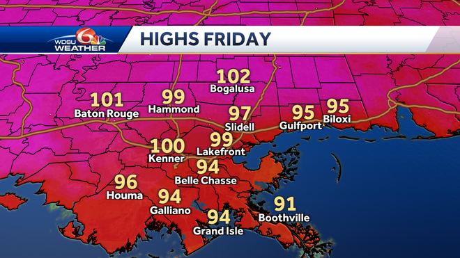 New Orleans excessive heat warning forecast heat wave