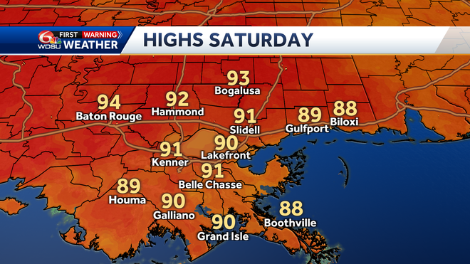 New Orleans weather forecast weekend humidity rain chances
