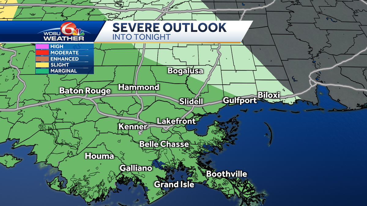 Southeast Louisiana under marginal risk for severe weather