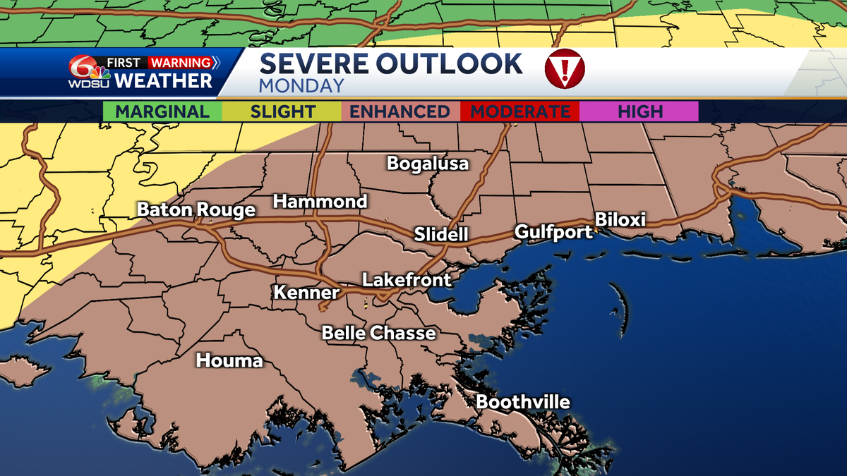 Enhanced risk for severe weather Monday
