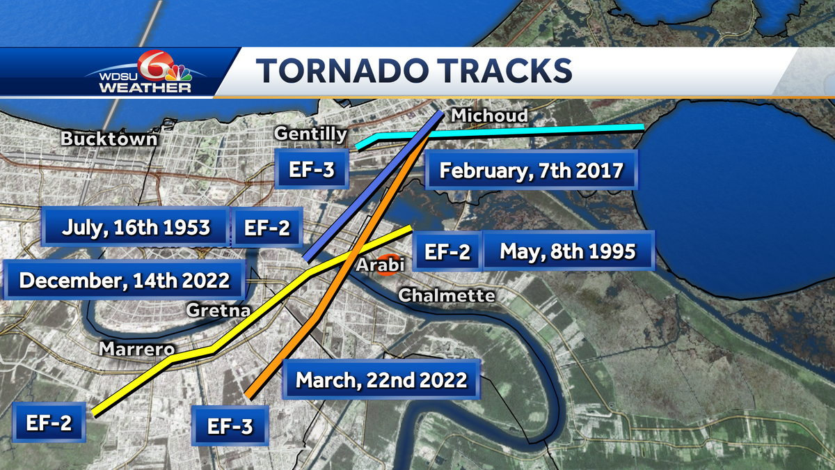 New Orleans tornado path