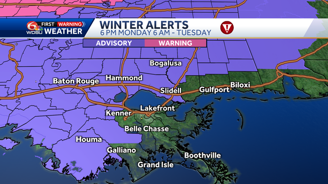 New Orleans forecast how cold will it be low temps this week
