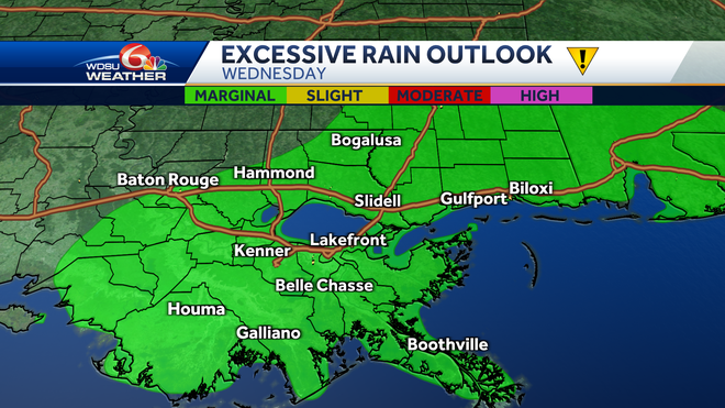 New Orleans coastal storm flooding heavy rain forecast