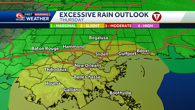 New Orleans weather forecast flood watch rain chance flood threat