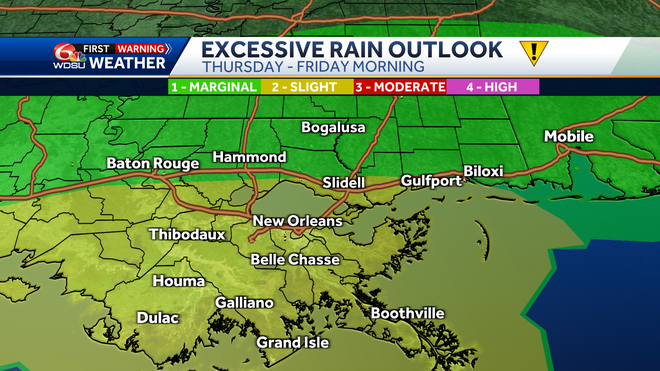 New Orleans weather forecast heat advisory tropics Gulf hurricane