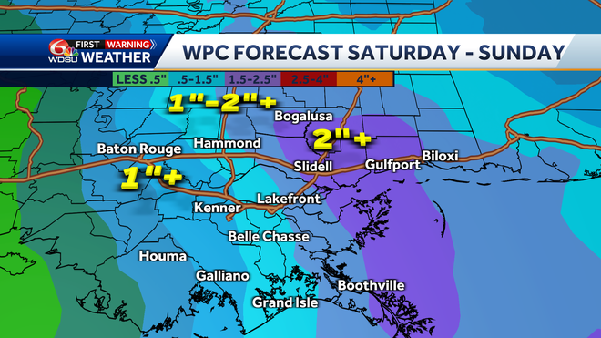 New Orleans forecast Saturday rain chances high temps