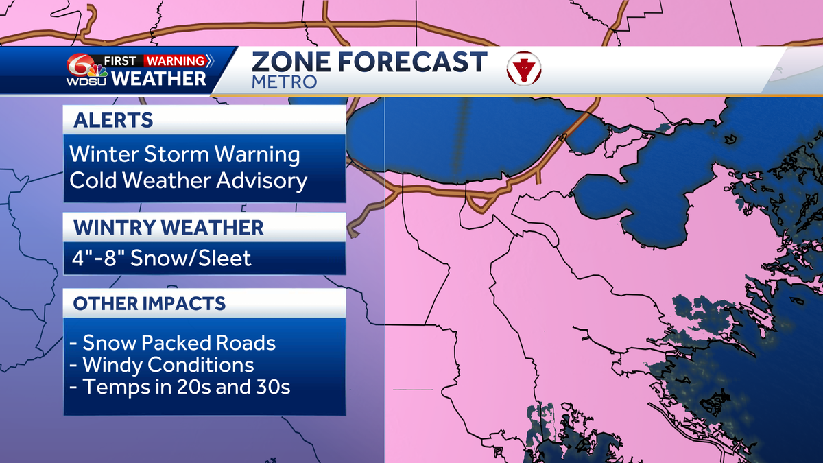 Louisiana parish by parish snow forecast