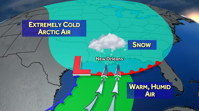 New Orleans history of snow around the holidays