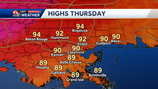 New Orleans weather forecast extreme heat warning high temp storm