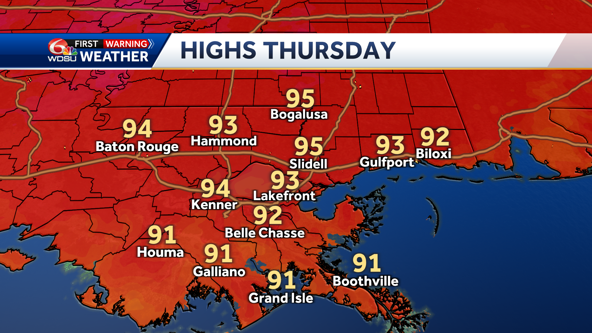 New Orleans weather forecast heat advisory high temp rain chances - WDSU