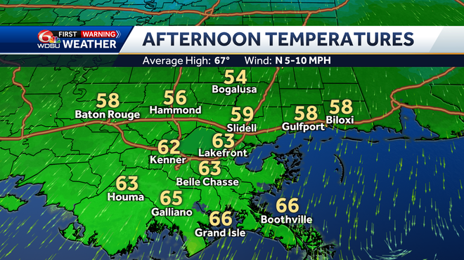 Afternoon temperatures on Thursday