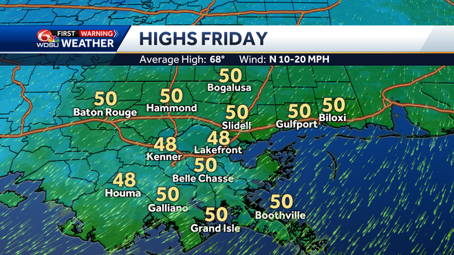 New Orleans weather forecast how cold Friday when will it rain