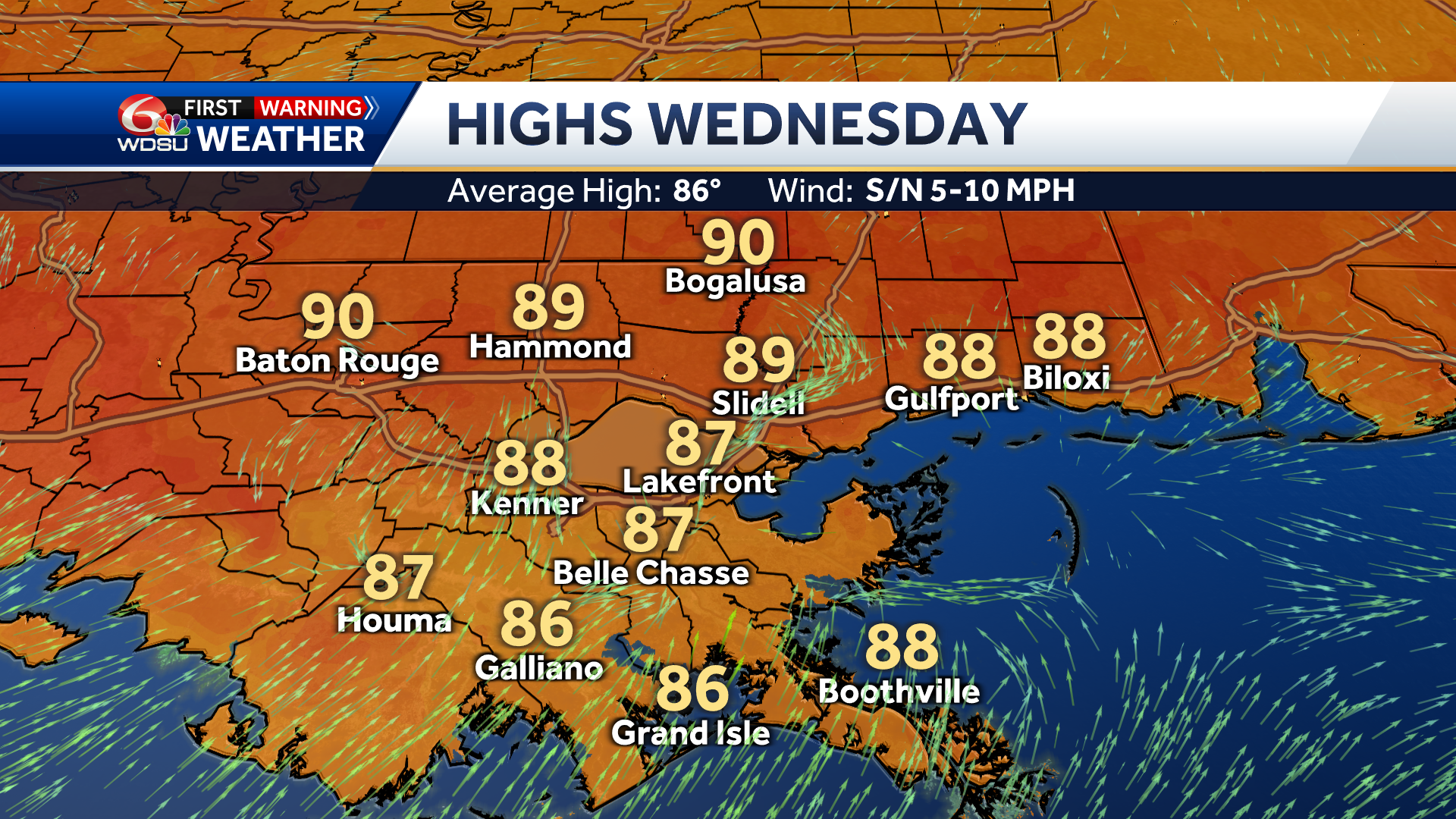 New Orleans weather forecast high temp rain chances Memorial Day - WDSU