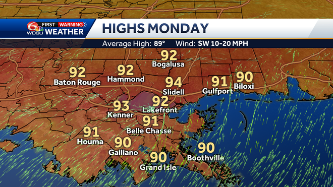 New Orleans weather forecast rain chance high temp tropic outlook