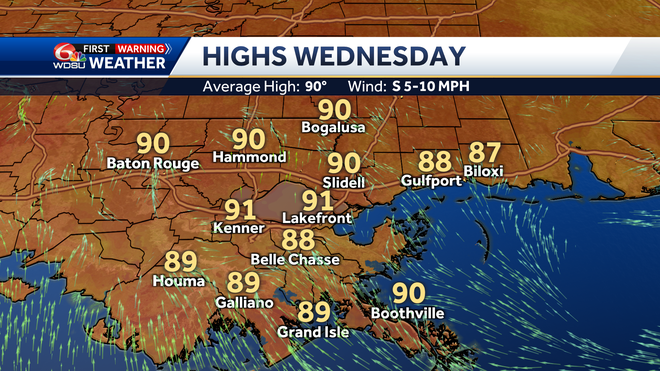 New Orleans weather forecast rain chances high temp risk severe