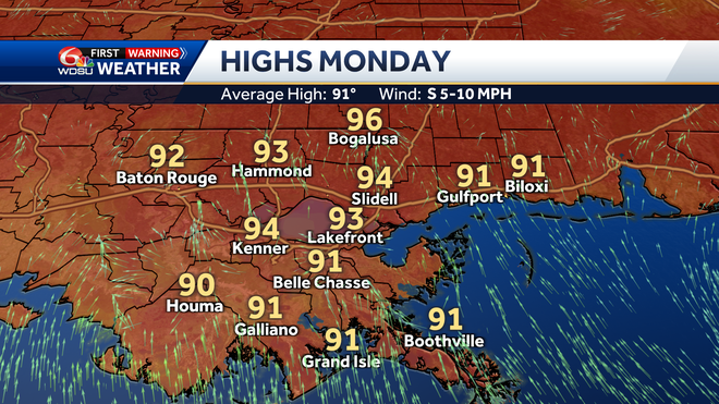 New Orleans weather heat advisory high temp heat index hurricane