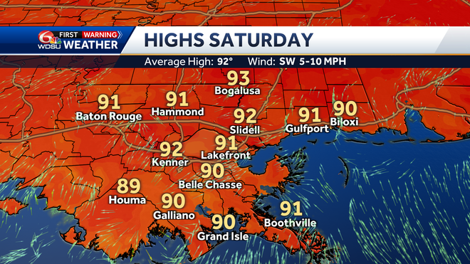 New Orleans weekend weather forecast UFC high temps rain chances