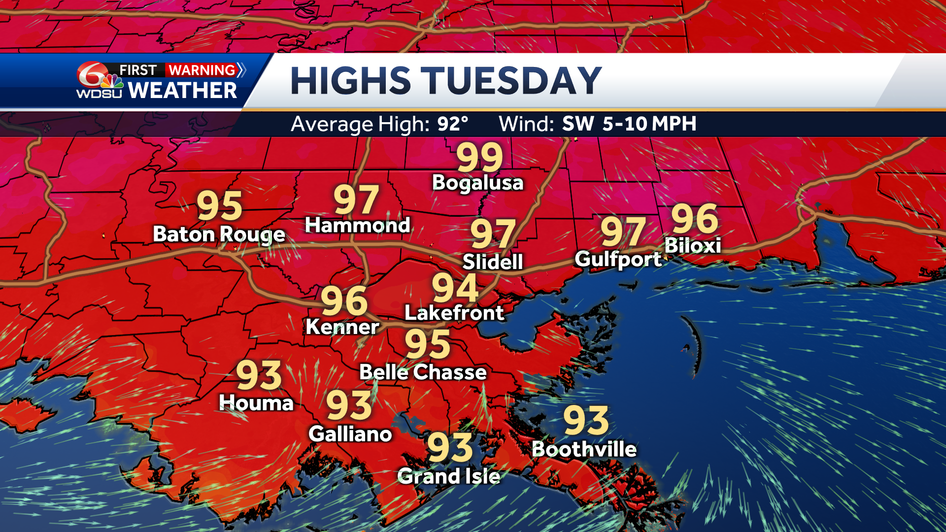 New Orleans weather forecast high temp heat index heat advisory - WDSU