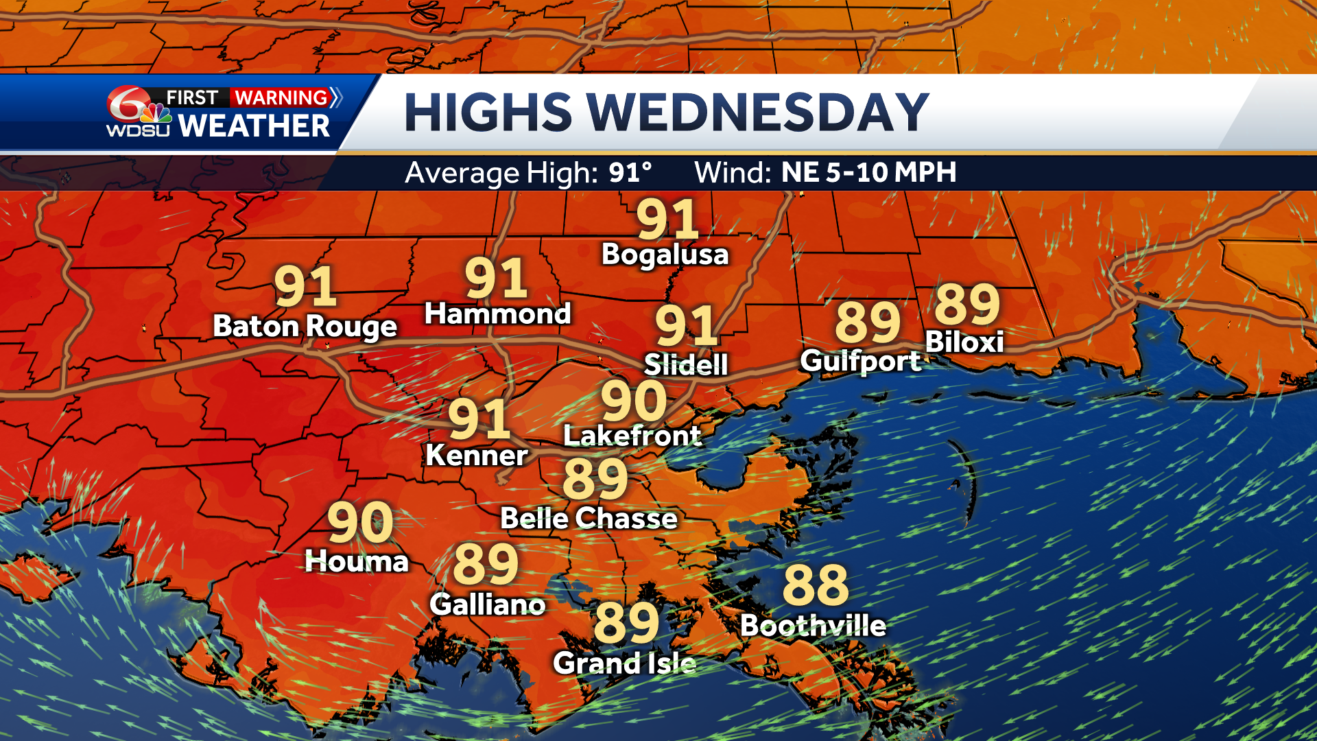 New Orleans weather forecast humidity high temp Labor Day Weekend - WDSU
