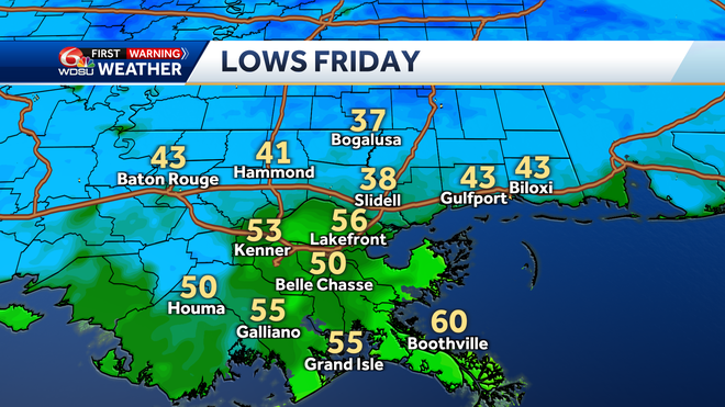 New Orleans forecast freeze warning how cold low temperatures