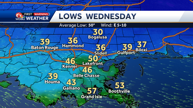 New Orleans weather forecast when will it rain this week how cold