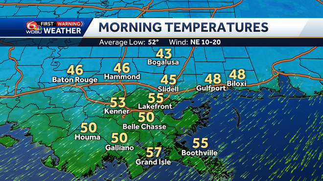 New Orleans weather forecast high low temp rain chance Mardi Gras