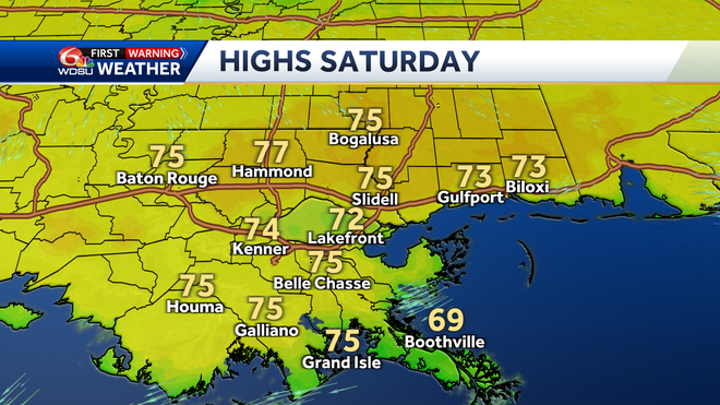 New Orleans weather forecast high low temp rain chance Mardi Gras